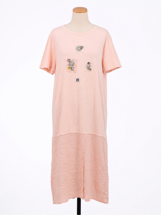 Julie Mango Dresses & Skirts - Vintage Julie Mango Peach Embroidered Maxi Dress with Short Sleeves